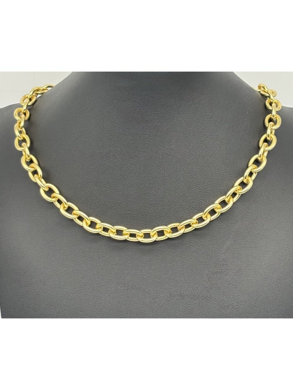 Chunky Links Chain Necklace Gold Tone Metal Toggle Bar Clasp Possibly Gold Plate - Picture 3 of 13